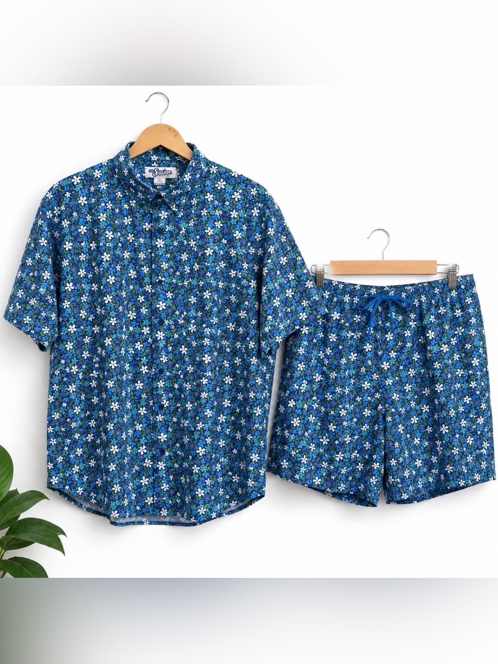 Mr. Swim XL Matching Shirt & Swim Trunks Floral Beach Vacation Set NWOT